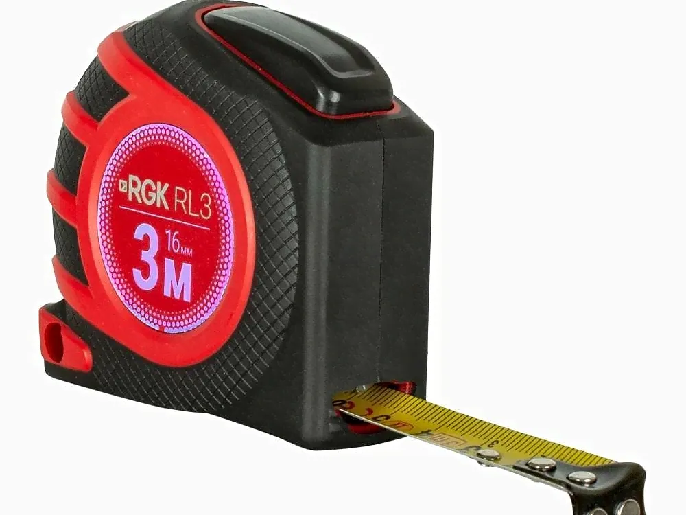 Рулетка RGK RL3, 3м/16мм (сталь, нейлоновое покрытие, обрезиненный корпус, двухсторонняя шкала нанесения)-1
