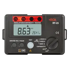 Мегаомметр цифровой RGK RT-25 с поверкой (до 20,0 ГОм, 500В, 1000В, 2500В)